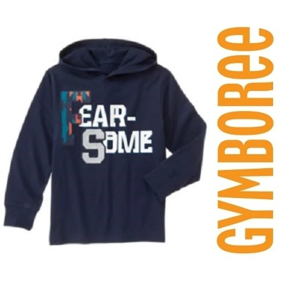GYMBOREE Hooded Long Sleeve T-Shirt Boys 7 Text Graphic Tee NWT 100% Cotton
